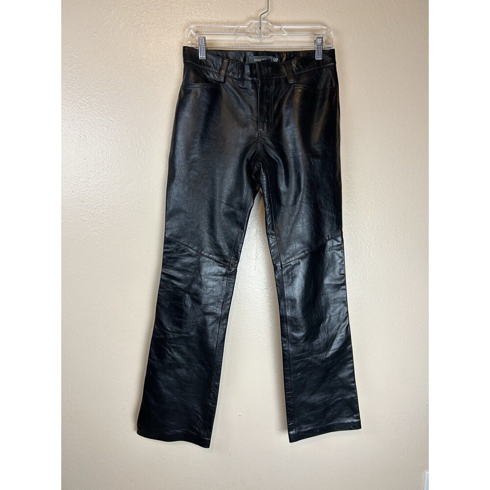 GAP Black Faux Leather Boot-Cut Pants